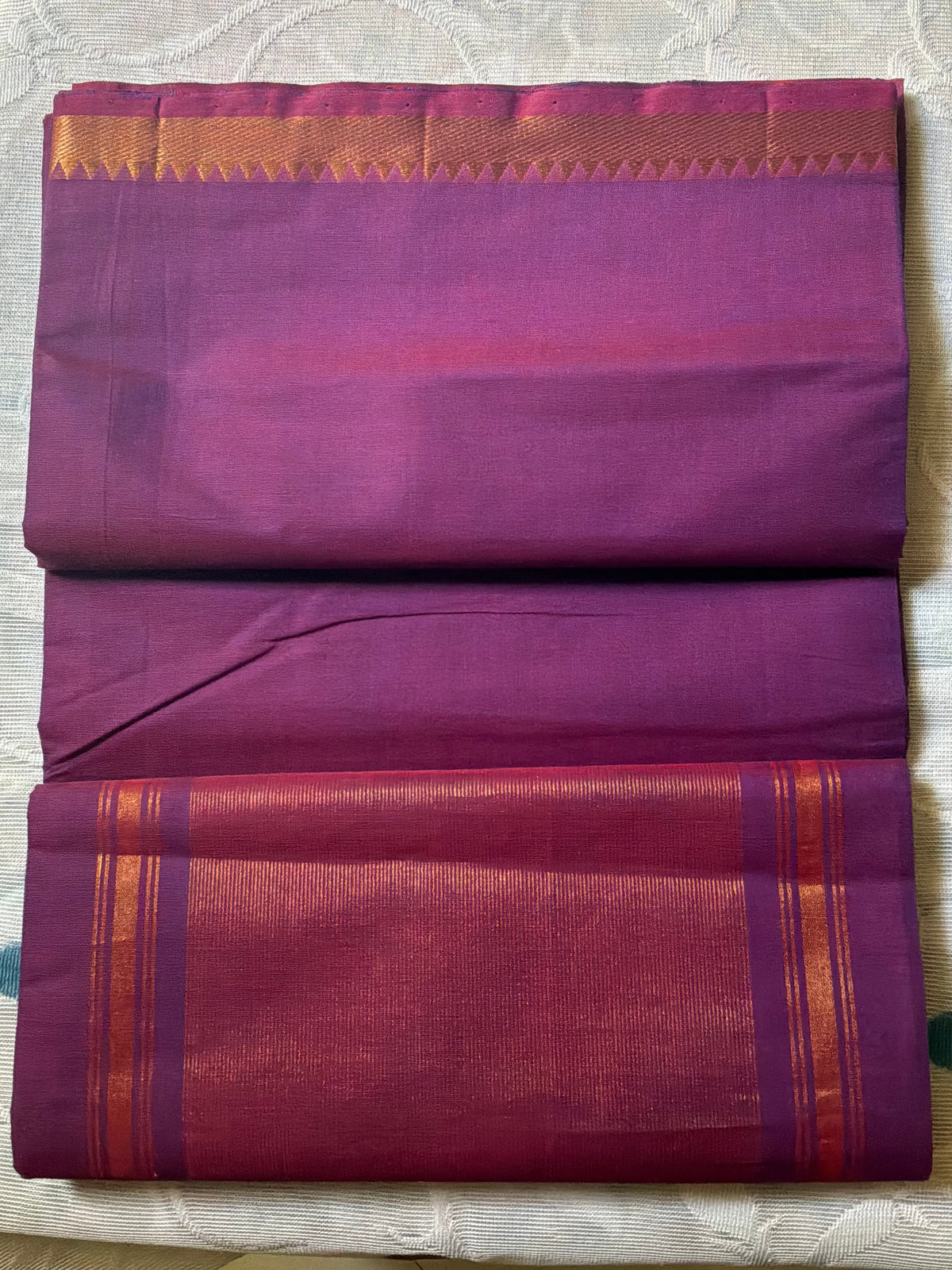 Purple-Pink Pure Mangalagiri Cotton Saree