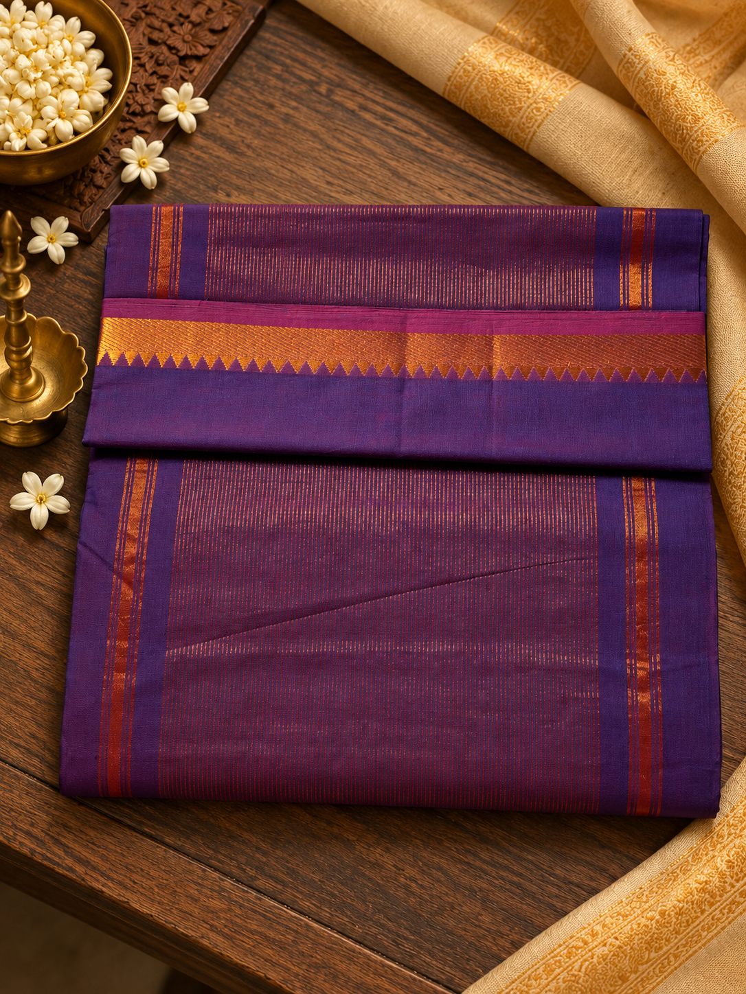 Violet Pure Mangalagiri Cotton Saree