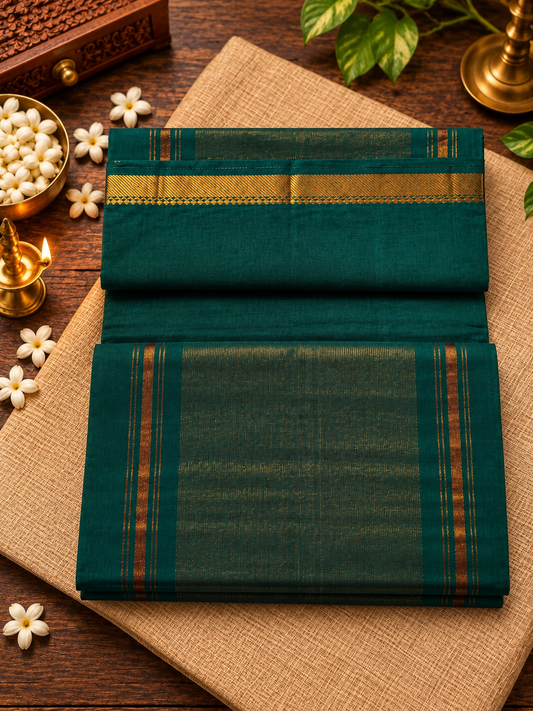 Bottle Green Pure Mangalagiri Cotton Saree