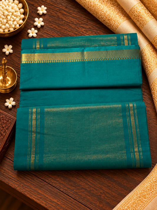 Sea Green Pure Mangalagiri Cotton Saree