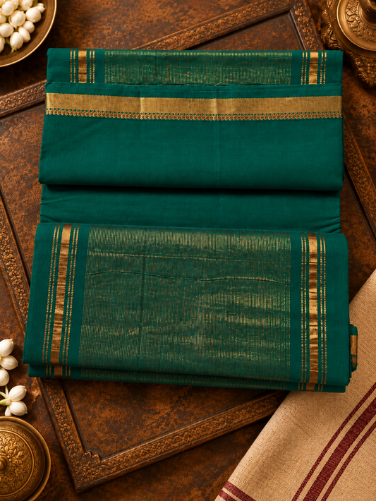 Emerald Green Pure Mangalagiri Cotton Saree