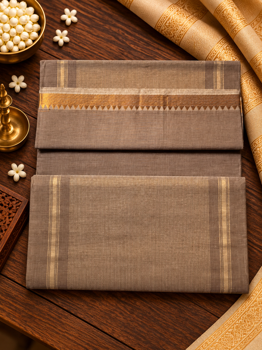 Light Brown Pure Mangalagiri Cotton Saree