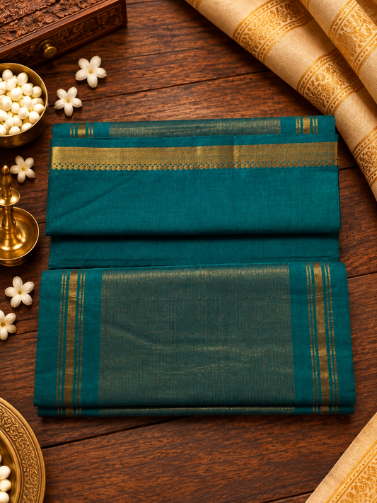 Teal Green Pure Mangalagiri Cotton Saree