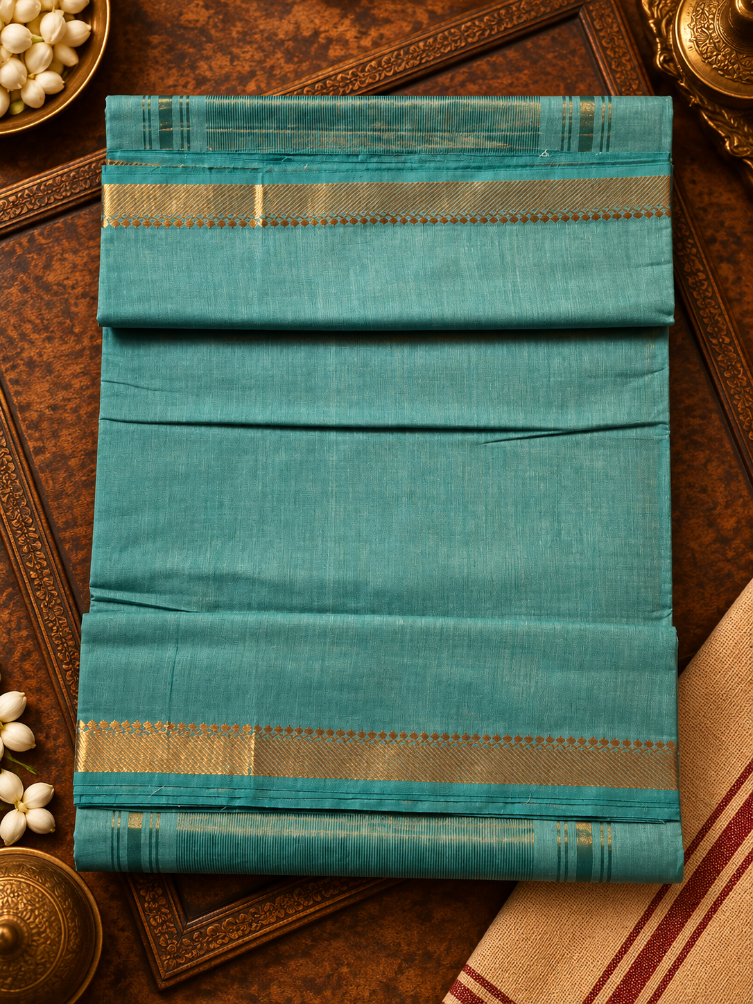 Sage Green Pure Mangalagiri Cotton Saree