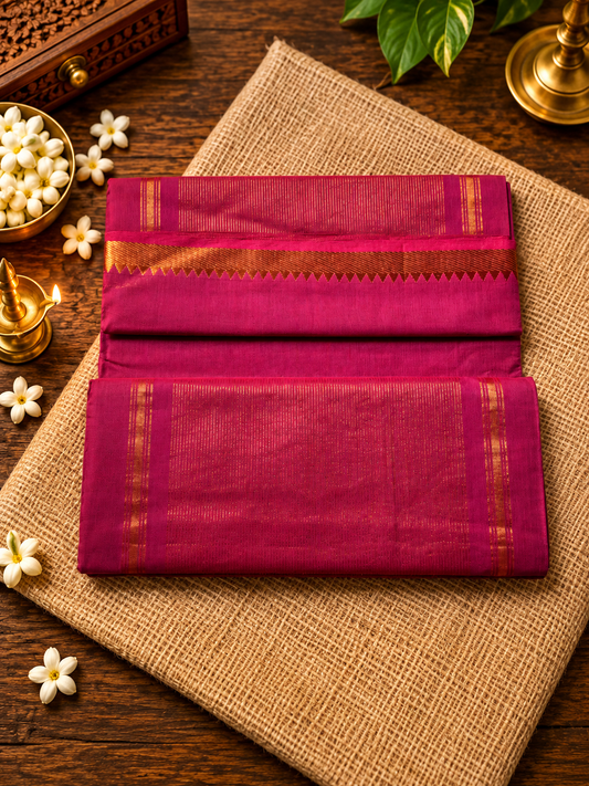Magenta Pink Pure Mangalagiri Cotton Saree