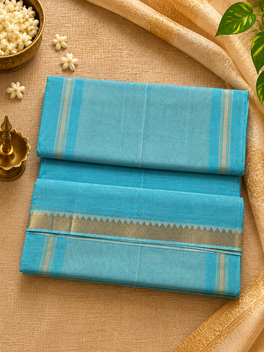 Blue Pure Mangalagiri Cotton Saree