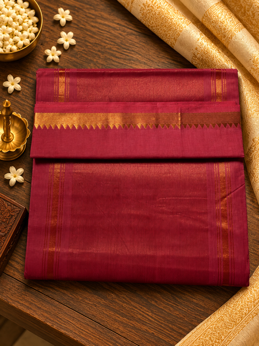 Warm Pink Pure Mangalagiri Cotton Saree