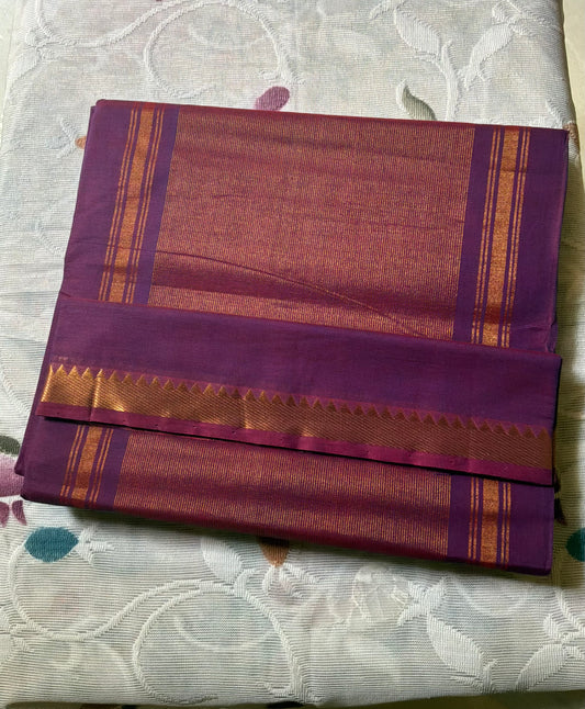Purple-Pink Pure Mangalagiri Cotton Saree